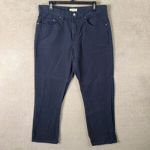 Blue Mountain Pants Men 34x32 Navy Blue Straight Leg Cotton Canvas Work 5 Pocket